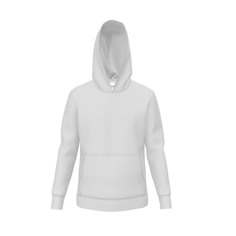 the front of a grey pull over hoodie