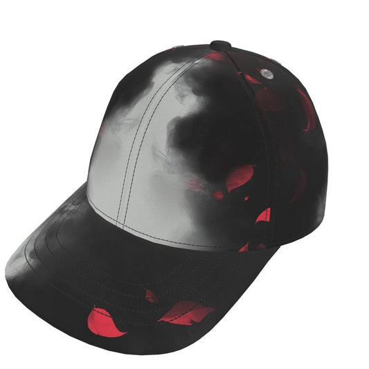 The red petal smoke design baseball cap facing to the left
