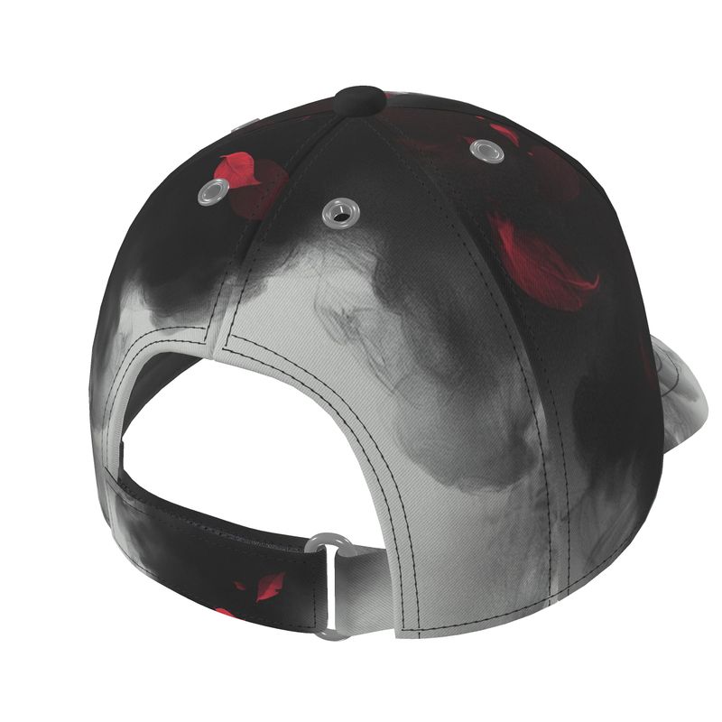 the back of a baseball cap with the petal smoke design on 